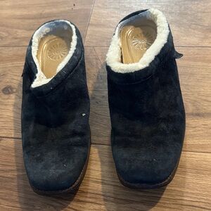 UGG Black Suede Loafers with Shearling Lining